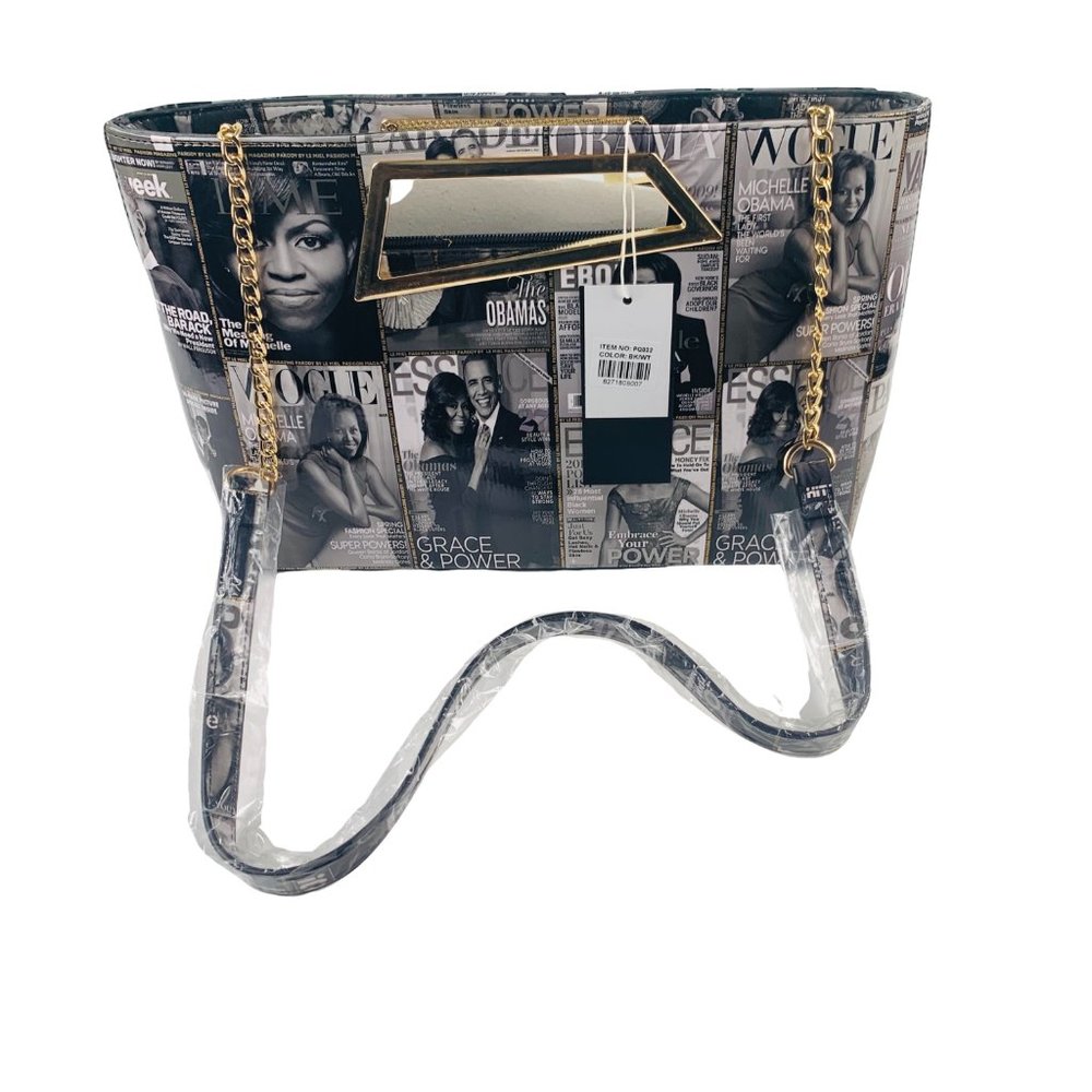 Michelle Obama Magazine Cover Metal Handle Purse